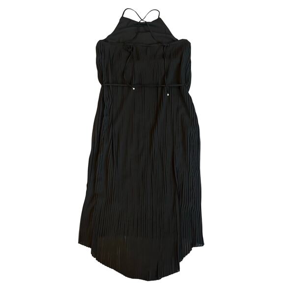 Sam Edelman Black Accordion Pleated, High Lo, Lined, Belted, Midi Dress- 2 - Picture 3 of 12